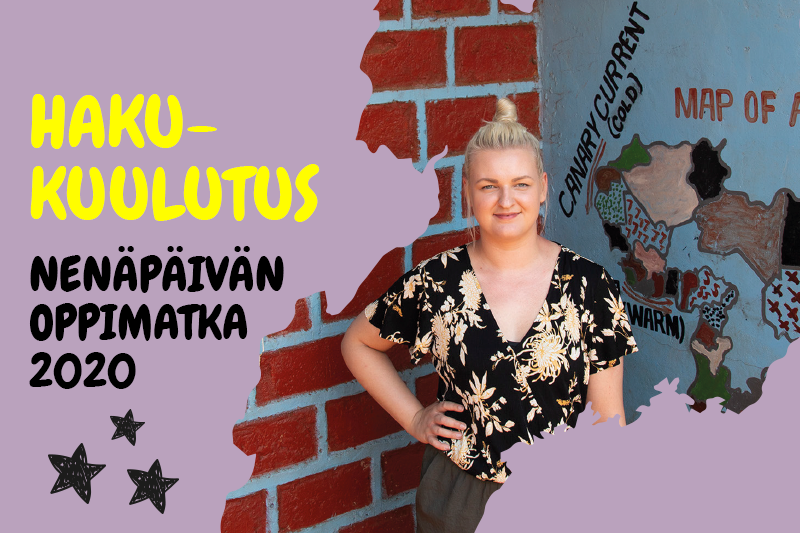 Jenni Poikelus kannustaa opiskelijoita hakemaan mukaan Nenäpäivän oppimatkalle.